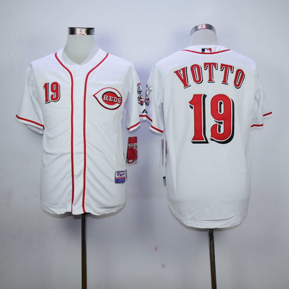 Men MLB Cincinnati Reds 19 Votto white jerseys